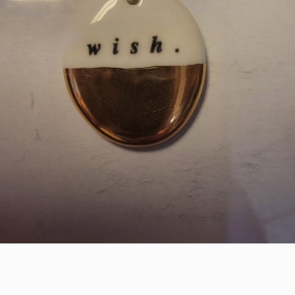 Rae Dunn Gold and White Porcelain Pendant Necklace - Picture 3 of 3